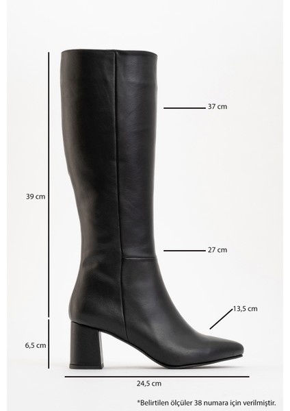 SEJAS Siyah Hakiki Deri Kadın Topuklu Çizme modelleri