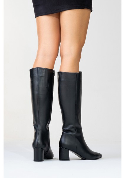 SEJAS Siyah Hakiki Deri Kadın Topuklu Çizme fırsatları
