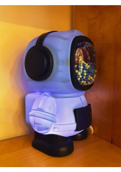 Işıklı Astronot Tasarımlı Kumbara 11 cm x 11 cm 17,6 cm mavi Renk fiyatları