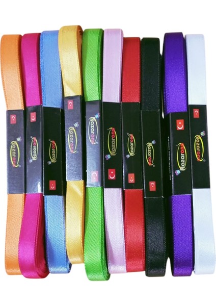 10 Renk Karışık Saten Kurdale 1 cm