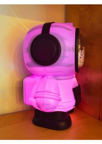 Işıklı Astronot Tasarımlı Kumbara 11 cm x 11 cm 17,6 cm mor Renk fiyatları