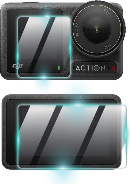 Djı Osmo Action 4 Kamera Için 9h Nano Proactive Ekran Koruyucu (2 Adet Büyük, 1 Küçük Ekran), Pürüzsüz Cam Bitiş