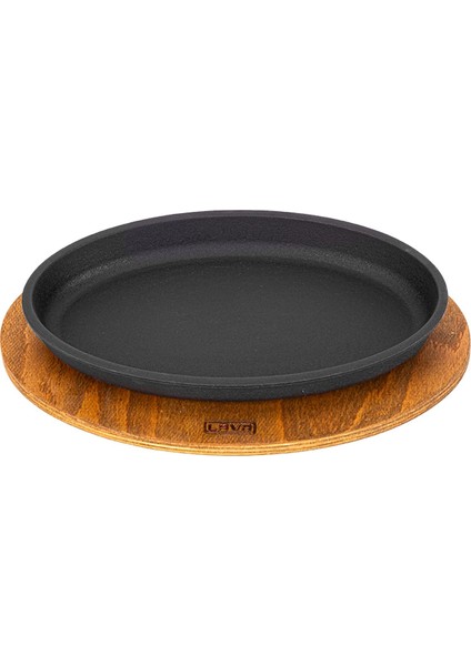 Döküm Oval Servis Tabağı Ve Ahşap Altlığı. Ölçü 15 X 25 Cm