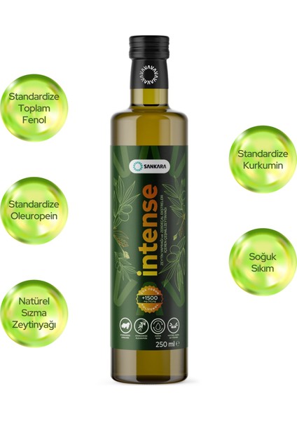 Intense +1500 Polifenol Zerdeçal ve Zeytinyaprağı Ekstraktı Içeren Zeytinyağı 250 ml