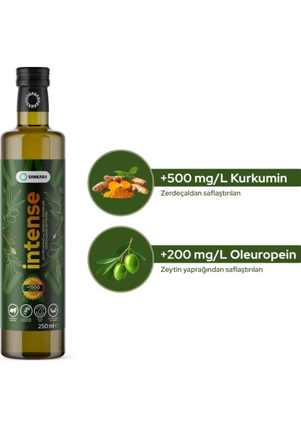 Intense +1500 Polifenol Zerdeçal ve Zeytinyaprağı Ekstraktı Içeren Zeytinyağı 250 ml