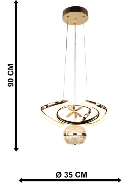 Dron 35.lik Ledli Avize Gold Kaplama