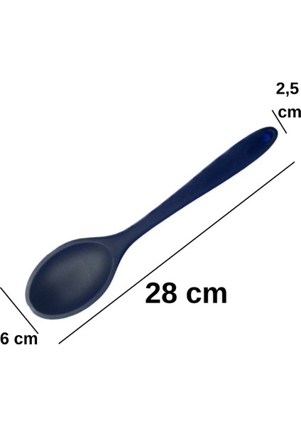 Sert Uçlu Isıya Dayanıklı Yanmaz Yapışmaz Silikon Uzun Kaşık 28 cm Kısa Kaşık 22 cm / 2 Adet