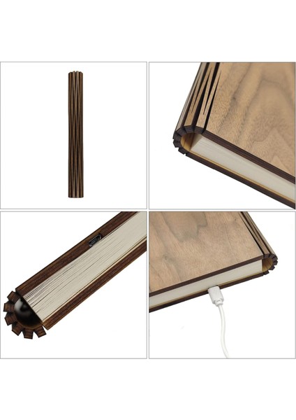Vorrınc Ahşap Katlanır Kitap Lambası, Ambiyans Aydınlatması, Gece Lambası, Manyetik LED Işık, Dekoratif Işık, 360° Katlanabilir, Hediye Için Ideal (Siyah Ceviz) 21 x 16,5 x 2,5 cm