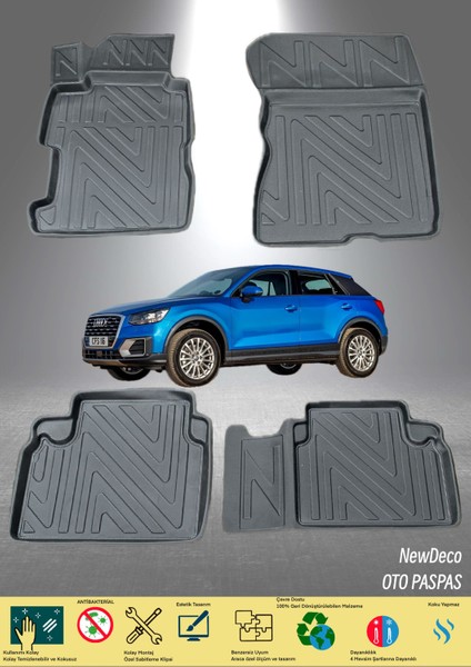 NewDeco Audi Q2 2016 Sonrasi Için 5,5d Carbon Style Havuzlu Paspas - Tpe Malzeme
