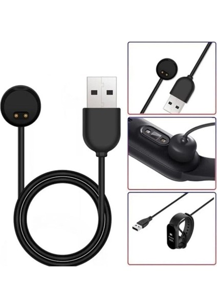 Amazfit Band 5 Uyumlu (Yüksek Kalite) Manyetik USB Şarj Cihazı Kablosu