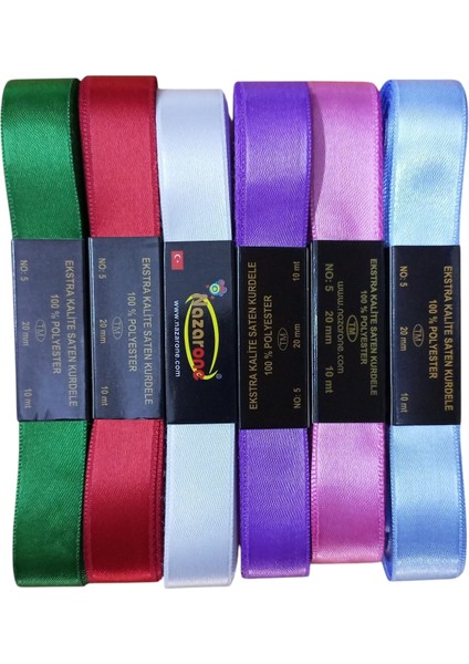 6 Lı Pk Karışık Renk 2cm 10 mt Saten Kurdale