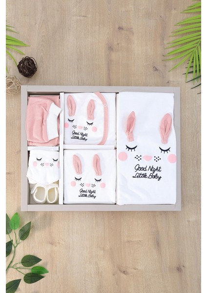 Kız Bebebek Sevimli Tavşan Yenidoğan Pembe 10 Lu Lüks Hastane Çıkışı Zıbın Seti STL6921