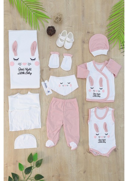 Kız Bebebek Sevimli Tavşan Yenidoğan Pembe 10 Lu Lüks Hastane Çıkışı Zıbın Seti STL6921 fiyatları