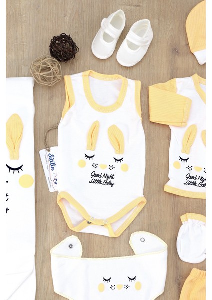 Kız Erkek Bebebek Sarı Sevimli Tavşan Yenidoğan Pembe 10 Lu Lüks Hastane Çıkışı Zıbın Seti STL6922 modelleri