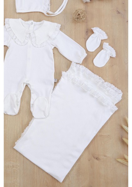 Kız Bebek Pamuk Kumaş Fistolu Battaniyeli 5 Li Hastane Çıkışı Seti STL6844 modelleri