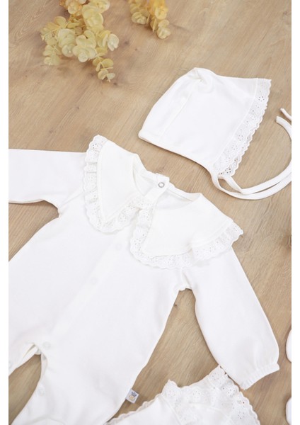 Kız Bebek Pamuk Kumaş Fistolu Battaniyeli 5 Li Hastane Çıkışı Seti STL6844 indirimleri