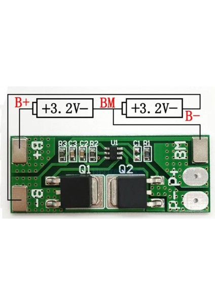 2s 10A Bms 6.4V 32700-32650 Lifepo4 Lityum Pil Şarj Koruma Devresi
