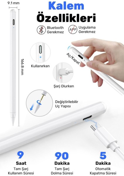 Ipad Uyumlu Yedek Uçlu Tablet Kalemi Ipad 6-7-8-9-10/mini 5-6/air 3-4-5/pro 1-2-3-4-5-6 Stylus Pen