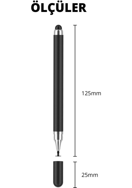 Apple, Ipad, iPhone ve Tüm Cihazlarla Uyumlu Tablet Kalemi 2in1 Disk Uçlu Stylus Çizim Kalemi