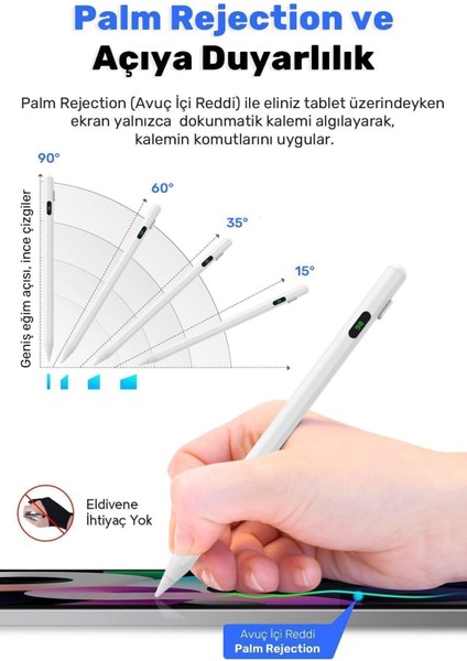 Conocer iPad Tablet Kalemi iPad 6-7-8-9-10/mini 5-6/air 3-4-5/pro 1-2-3-4-5-6 Dijital Göstergeli Stylus Pen