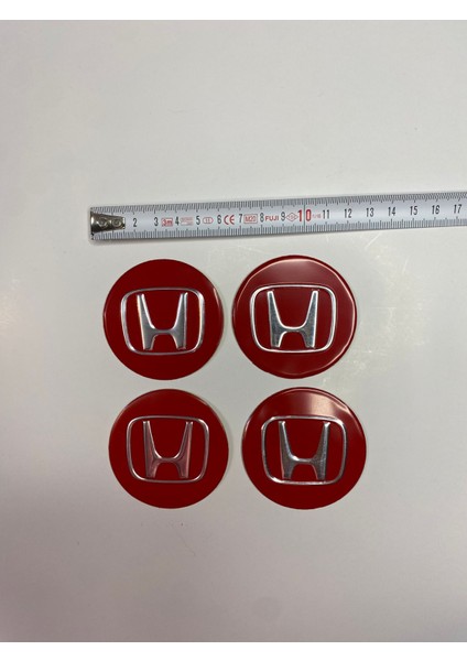 Honda Kırmızı Zemin Krom Yazı Yapıştırma Jant Göbek Stickerı 4 Adet fiyatları