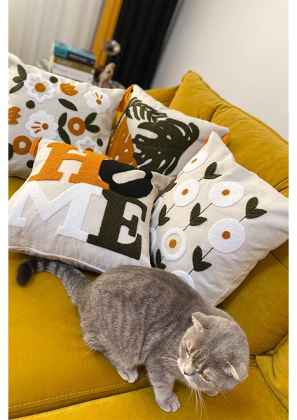 Punch Nakışlı 4 Adet Kırlent Kılıfı