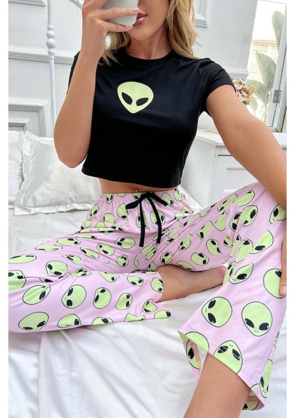 Baskılı Kısa Kollu Pijama Takımı