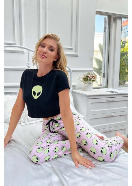 Baskılı Kısa Kollu Pijama Takımı modelleri