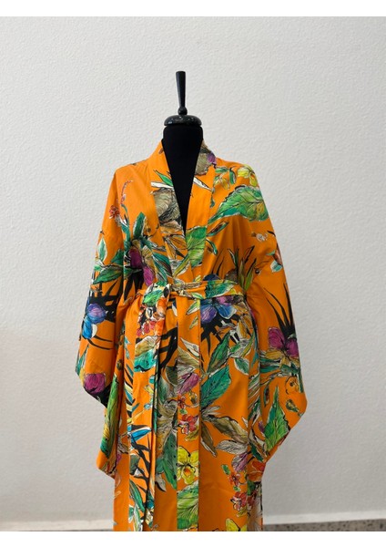 Turuncu Desenli Kimono