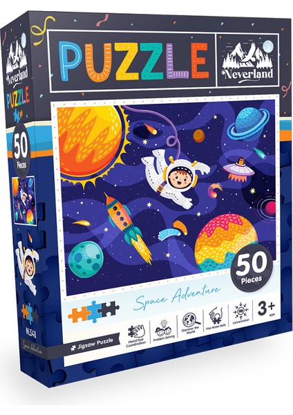 50 Parça Çocuk Puzzle - Uzay Macerası (Space Adventure)