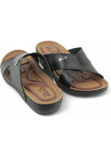 Kadın Kalın Çapraz Bant Metal Arma Detaylı Terlik modelleri