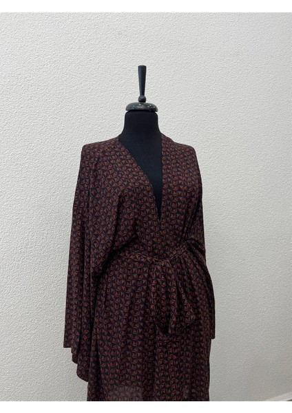 Desenli Kahverengi Kimono fiyatları