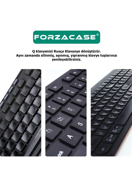 Forzacase Rusça Q Klavye Etiketi Laptop Macbook Pc Harf Sticker Çıkartma - FC757