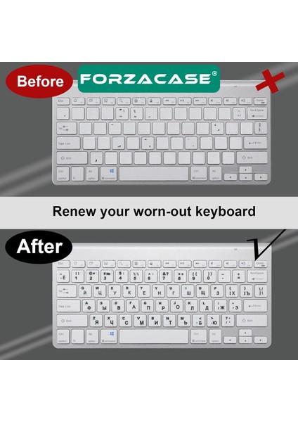 Forzacase Rusça Q Klavye Etiketi Laptop Macbook Pc Harf Sticker Çıkartma - FC757