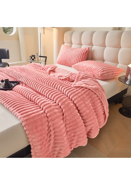 Tavşan Battaniye Yumuşak Rahat Kadife Battaniye 200*230CM Pembe (Yurt Dışından)