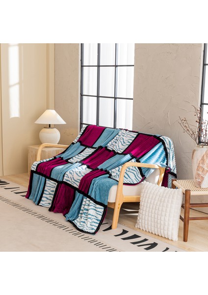 1 Parça Baskılı Ekose Battaniye Çok Amaçlı Battaniye 120*200CM Şarap Kırmızısı (Yurt Dışından)
