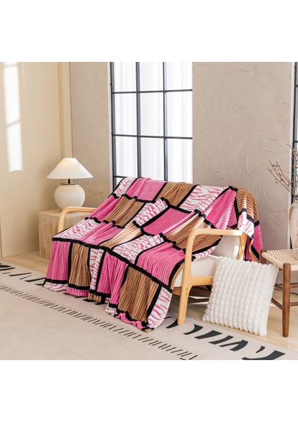 1 Parça Baskılı Ekose Battaniye Çok Amaçlı Battaniye 70*100CM Gül Pembe (Yurt Dışından)