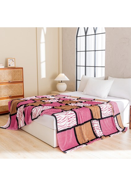 1 Parça Baskılı Ekose Battaniye Çok Amaçlı Battaniye 70*100CM Gül Pembe (Yurt Dışından)
