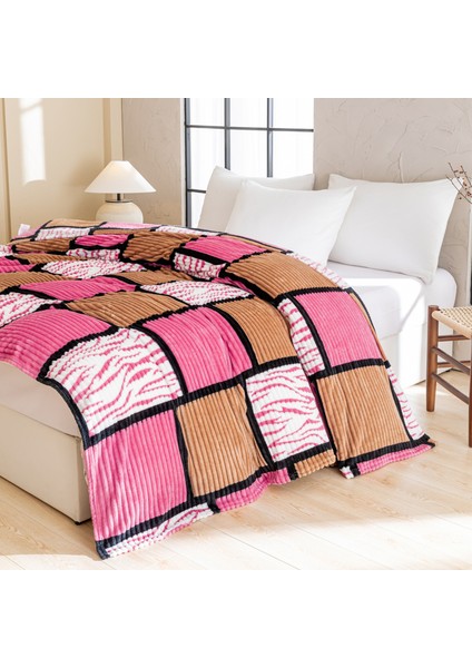 1 Parça Baskılı Ekose Battaniye Çok Amaçlı Battaniye 70*100CM Gül Pembe (Yurt Dışından)
