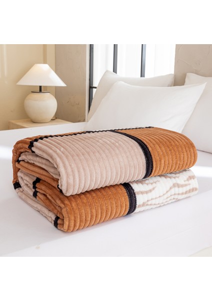 1 Parça Baskılı Ekose Battaniye Çok Amaçlı Battaniye 70*100CM Deve Tüyü (Yurt Dışından)