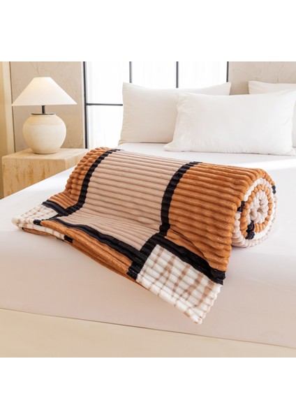 1 Parça Baskılı Ekose Battaniye Çok Amaçlı Battaniye 70*100CM Deve Tüyü (Yurt Dışından)