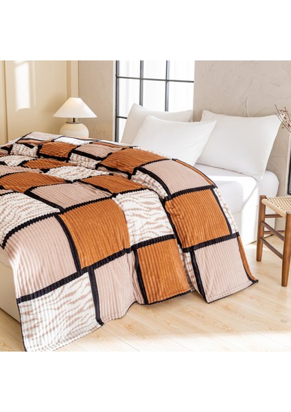 1 Parça Baskılı Ekose Battaniye Çok Amaçlı Battaniye 70*100CM Deve Tüyü (Yurt Dışından)