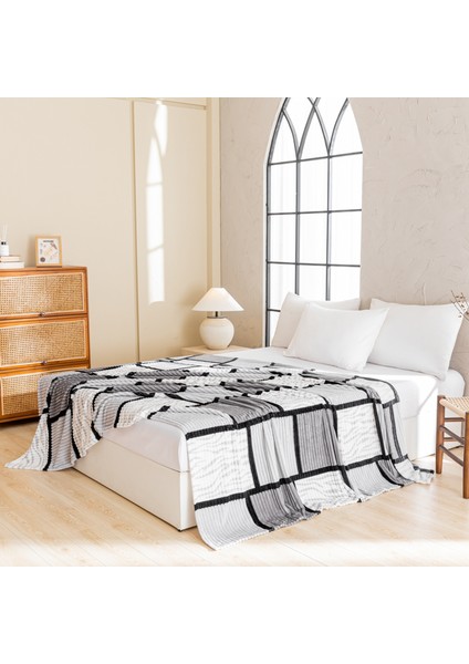 1 Parça Baskılı Ekose Battaniye Çok Amaçlı Battaniye 180*200CM Gri (Yurt Dışından) modelleri