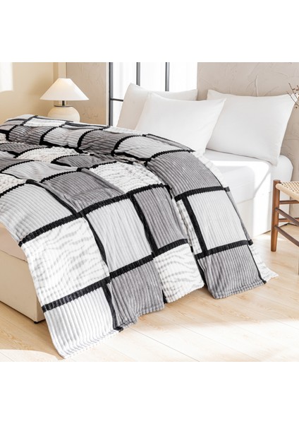 1 Parça Baskılı Ekose Battaniye Çok Amaçlı Battaniye 180*200CM Gri (Yurt Dışından) indirimleri