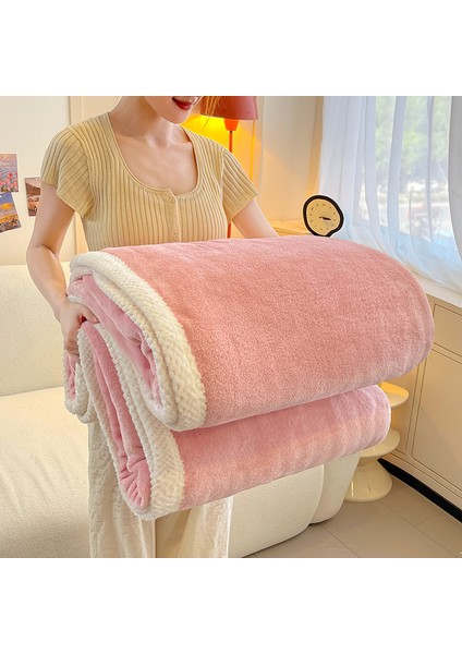 1 Adet Çift Taraflı Sütlü Polar Battaniye Cilt Dostu ve Rahat 180*200 Pembe (Yurt Dışından)