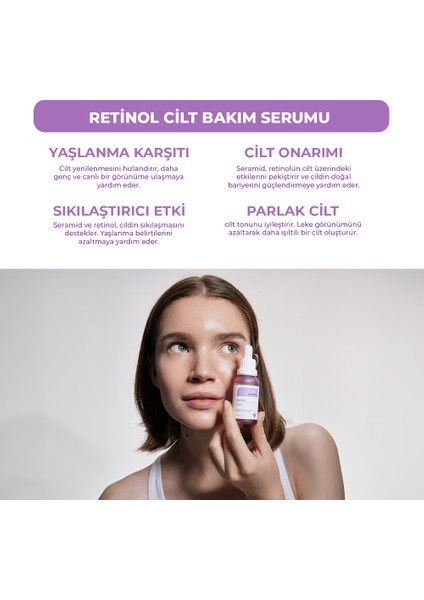 Onarıcı, Besleyici Retinol + Vita-A Serum (1% Retinol + Ceramide) Anti-Aging