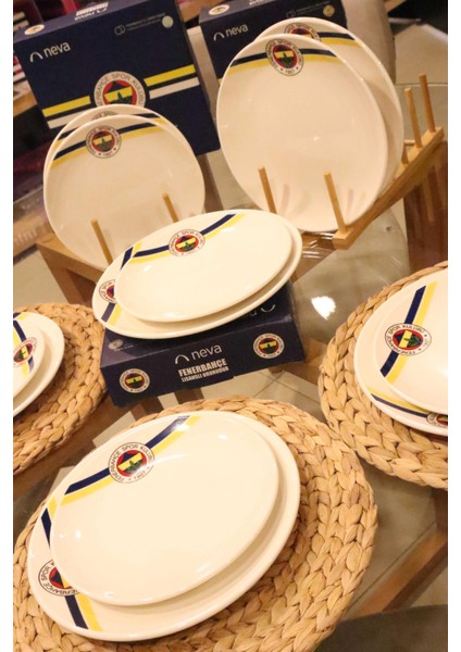 Dekomus Ile Lisanslı Fenerbahçe 6 Kişilik 12 Parça Porselen Pasta Ve Servis Tabağı Yemek Takımı Seti fırsatları