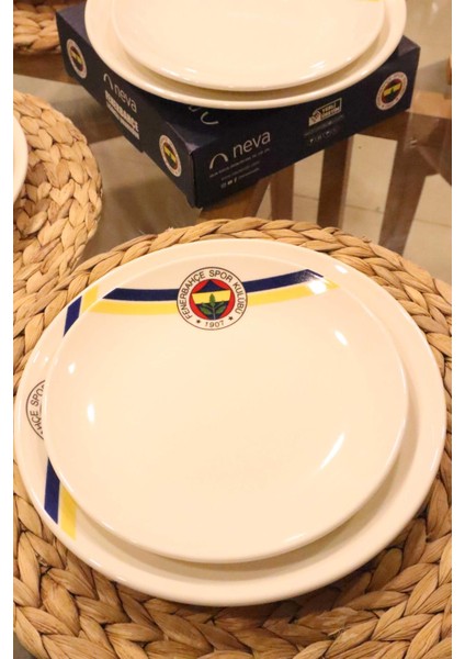 Dekomus Ile Lisanslı Fenerbahçe 6 Kişilik 12 Parça Porselen Pasta Ve Servis Tabağı Yemek Takımı Seti