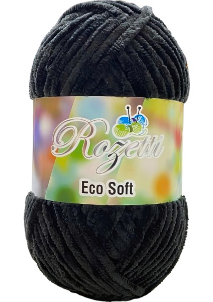 Eco Cotoon Kadife El Örgü ipliği 100 gr Siyah