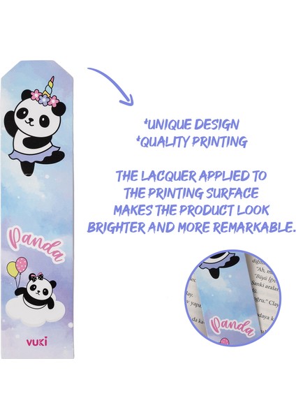 Panda Desenli Kağıt Kitap Ayracı